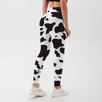 Yoga Pants Women Cow Black Leggings For Fitness High Waist Gym Legging Push Up Workout Fitness Women Printed Leggings