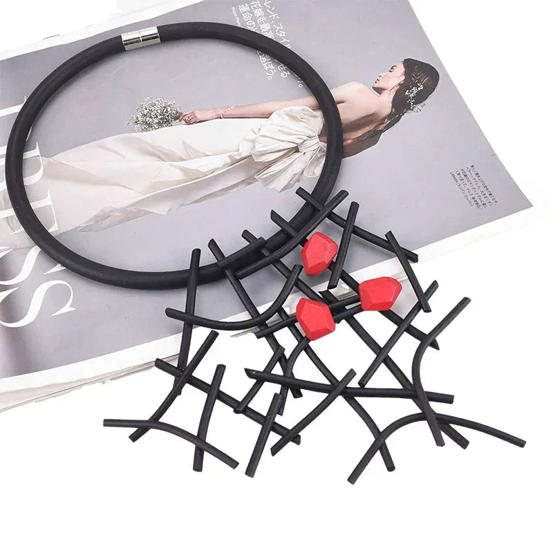 UKEBAY New Designer Luxury Necklaces Women Handmade Gothic Pendant Necklace Rubber jewelry Wooden Accessories Statement Jewelry