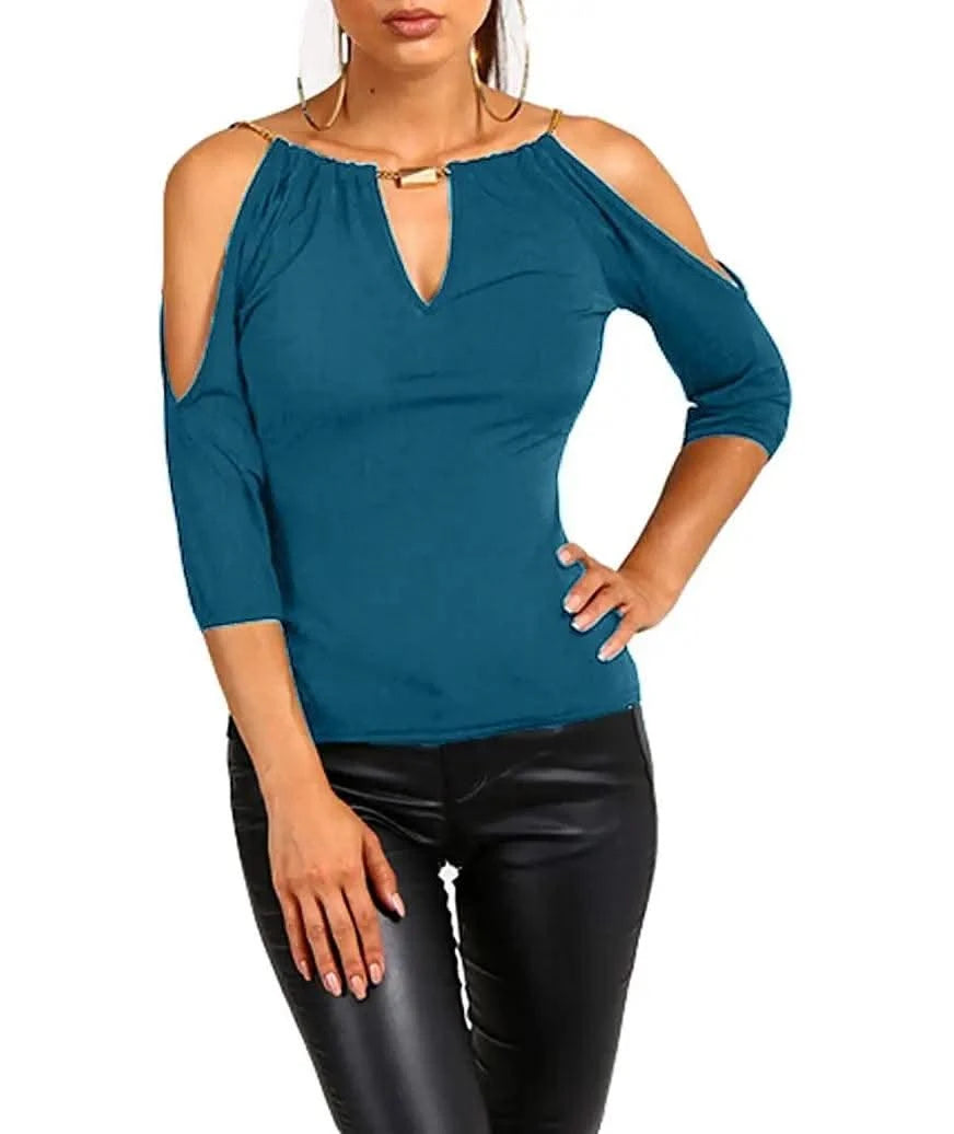 Women Summer Cotton Shirt Short Sleeve Off-shoulder Blouses Sexy Solid Loose Casual Shirt S-XL