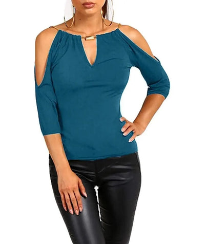 Women Summer Cotton Shirt Short Sleeve Off-shoulder Blouses Sexy Solid Loose Casual Shirt S-XL