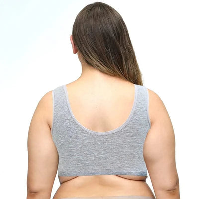 Front Closure Cotton Bras Women Removable Padded Bra Soft Camisole Middle Age Women Everyday Underwear Big Bust 50/115 B C Cup