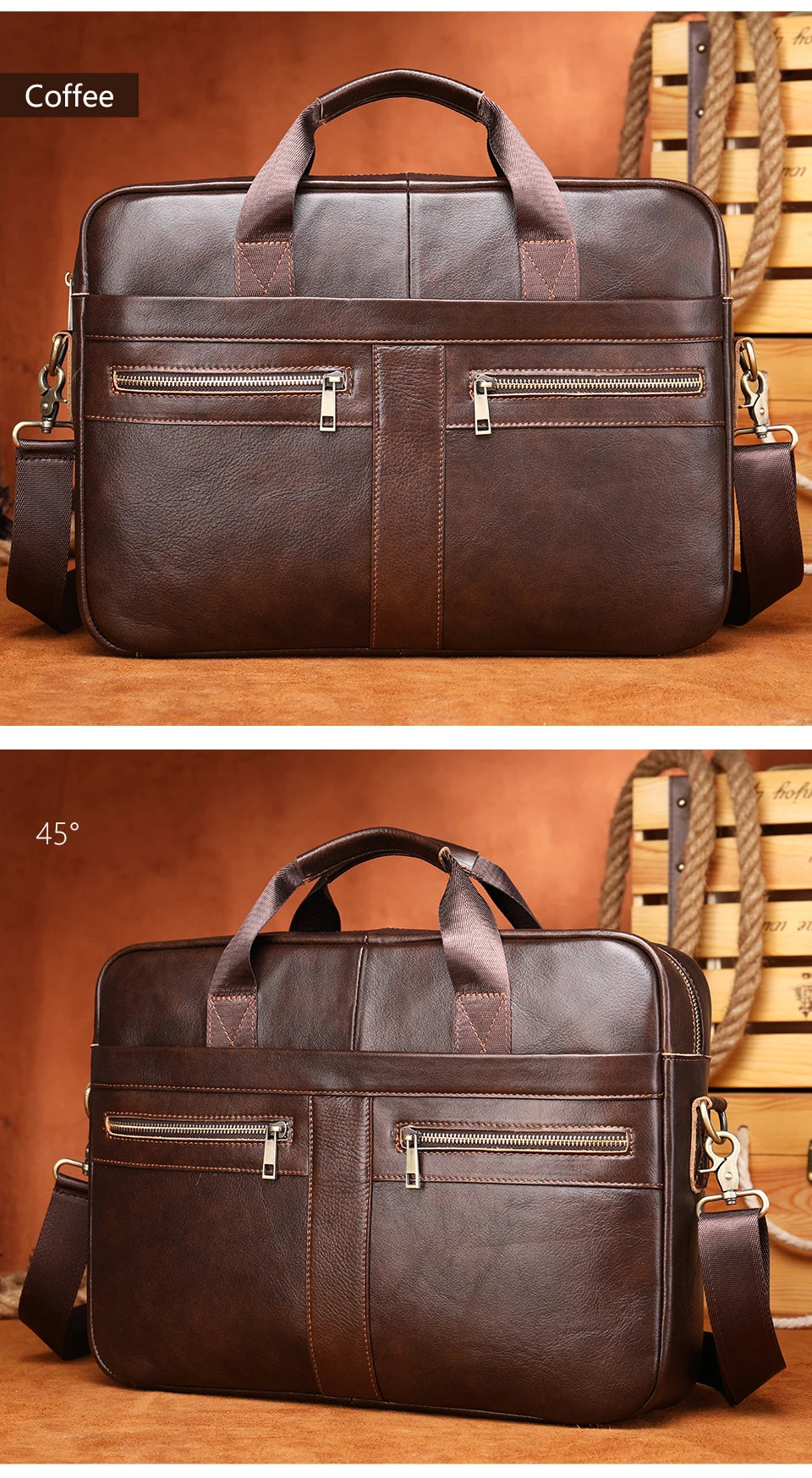 WESTAL Men's Briefcases Men's Bags Genuine Leather Lawyer/Office Bag Laptop Bag Men's Leather Briefcases Bag for Documents