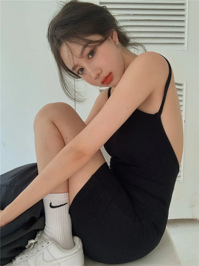 Jumpsuit women summer new style 2021 sexy tight-fitting hip shorts hot pants sleeveless black one-piece Body for women body sexy
