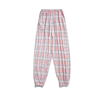 Pants Women New Bunch of feet Fashion Loose Black Plaid Summer Harajuku Students Streetwear Harem Long Trousers Womens Chic