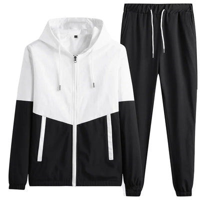 2025 Men Tracksuit Casual Joggers Hooded Sportswear Jackets And Pants 2 Piece Sets Hip Hop Running Sports Suit - Elanique