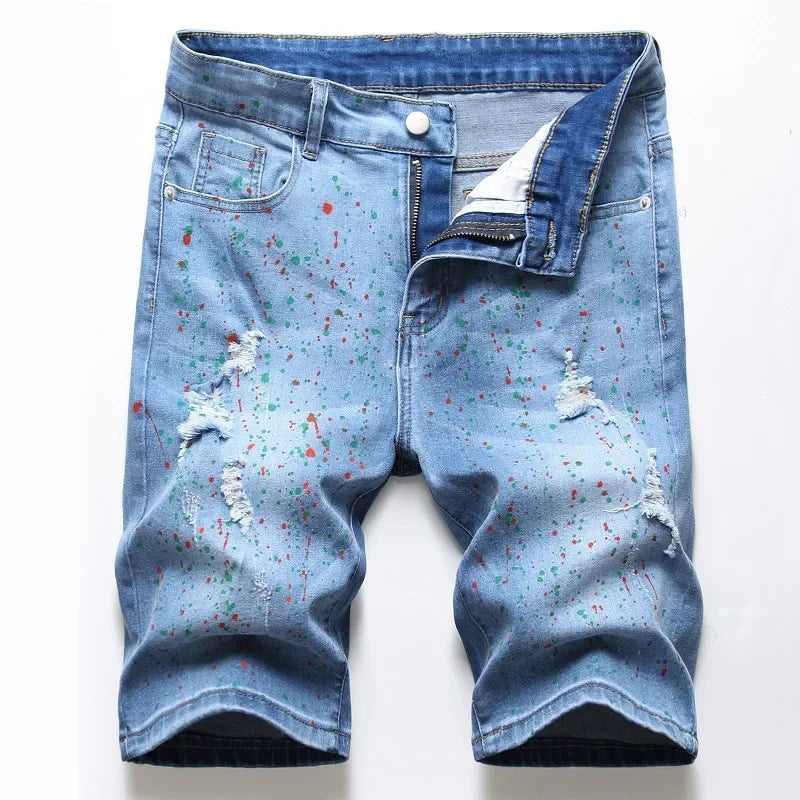 2023 Summer New Mens Ripped Short Jeans Brand Clothing Bermuda Cotton Shorts Men Thin Breathable Casual Denim Shorts