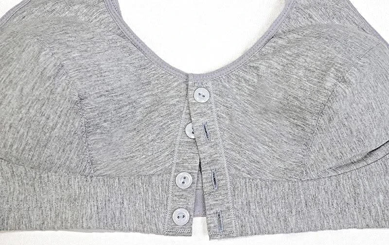 Front Closure Cotton Bras Women Removable Padded Bra Soft Camisole Middle Age Women Everyday Underwear Big Bust 50/115 B C Cup