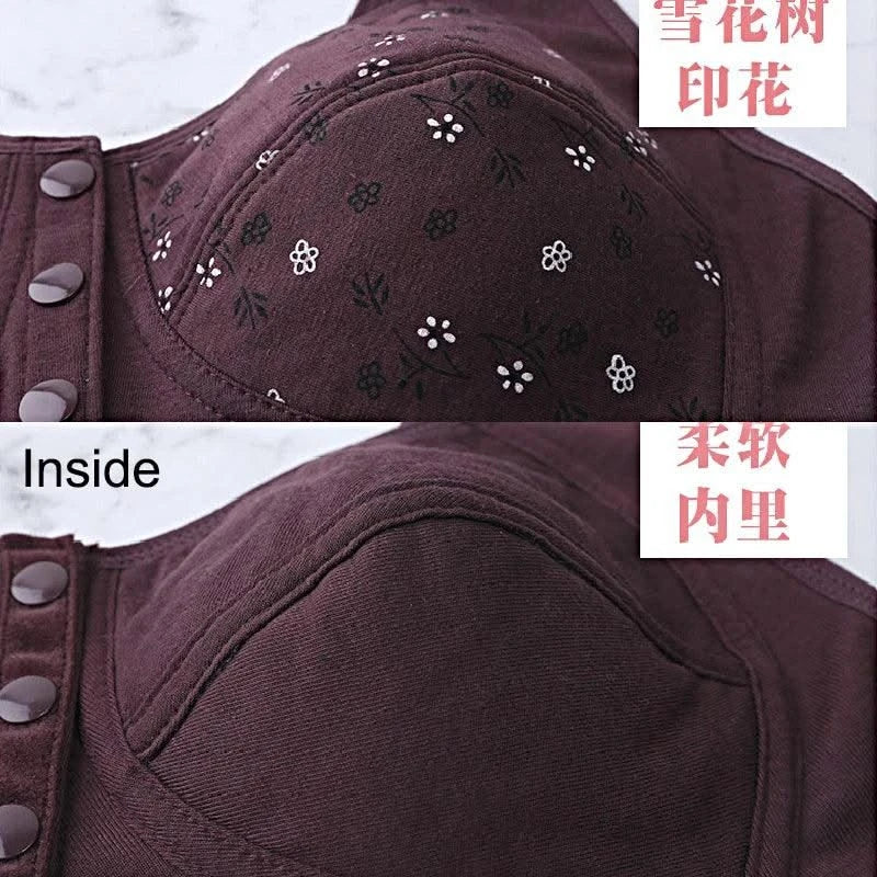 Front Closure Cotton Bras Women Removable Padded Bra Soft Camisole Middle Age Women Everyday Underwear Big Bust 50/115 B C Cup
