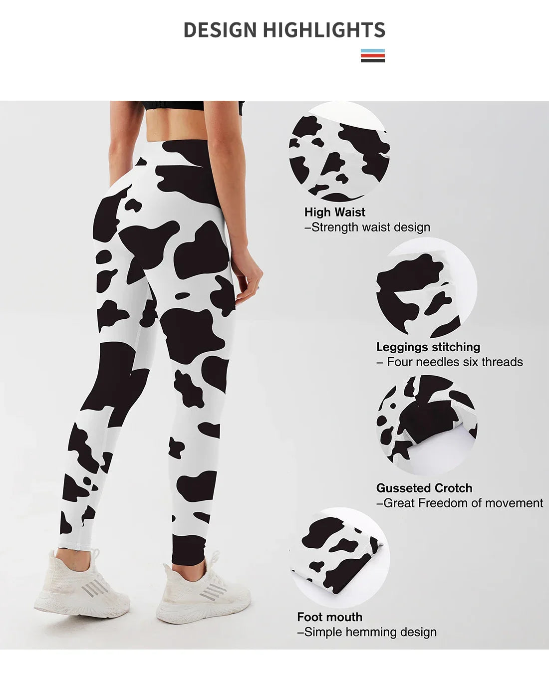 Yoga Pants Women Cow Black Leggings For Fitness High Waist Gym Legging Push Up Workout Fitness Women Printed Leggings