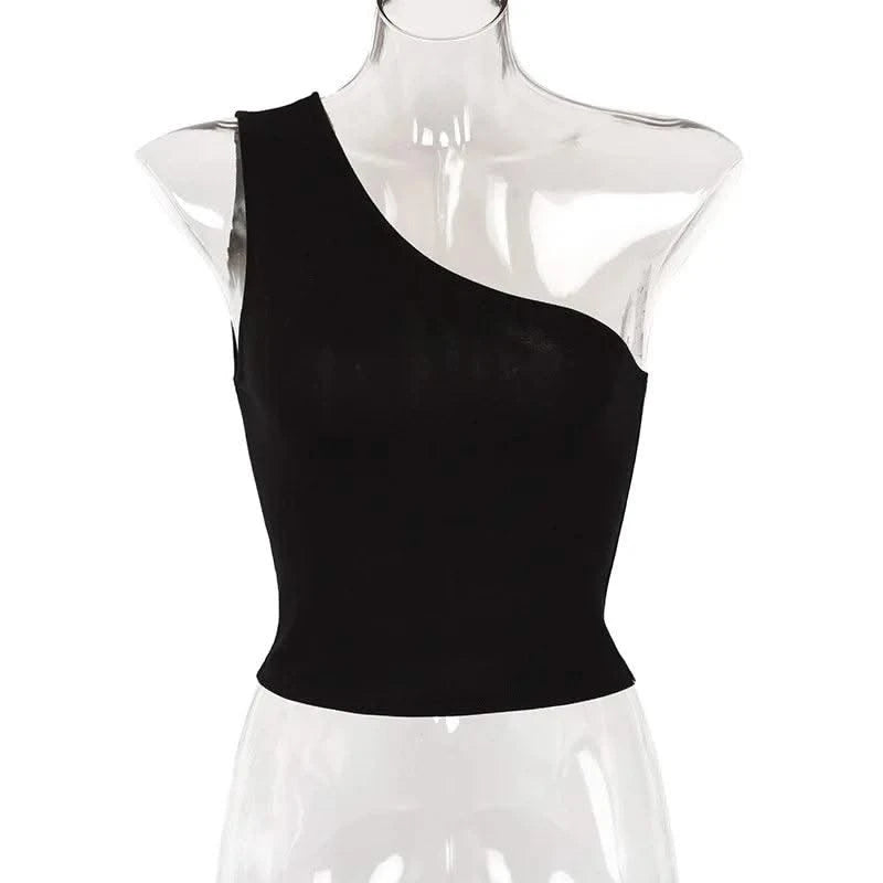 Women Sports Tank Tops Sexy Crop Tops Vest Casual One Shoulder