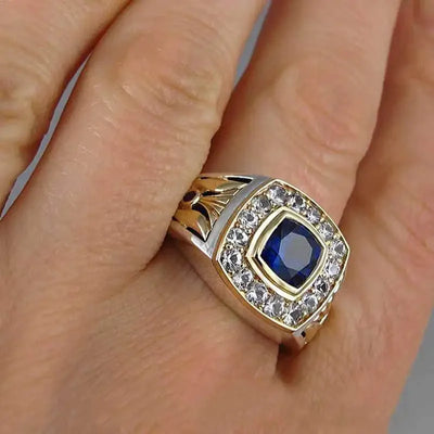 Luxury 925 Ring for Men Natural 2 Carat Sapphire with Diamond Jewelry Anillos De Bizuteria Anillos Gemstone Rings Box