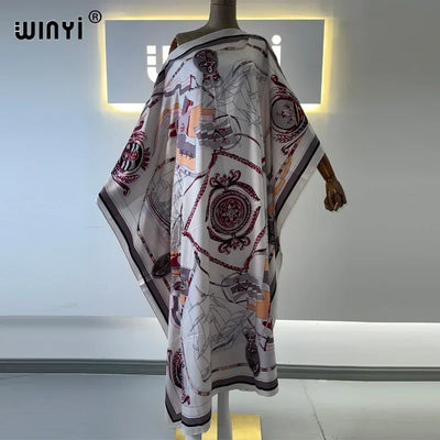 Printed  Dresses For Women 2021 Fashion Design Loose Dress Batwing Maxi Long Femme Vestidos Summer Autumn Party Elegant Dress