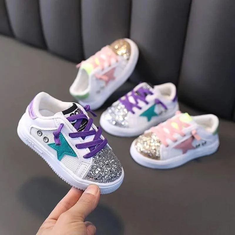 Children's Kids Casual Sports Shoes And Lightweight Comfortable Single Sequins Sneakers Autumn Non-Slip Children Girls Shoe