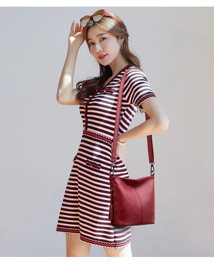 Hand Crossbody Bags For Women 2024 New Luxury Designer Handbag Leather Tassel Shoulder Bags Purses And Handbags Tote Bag Bolsa