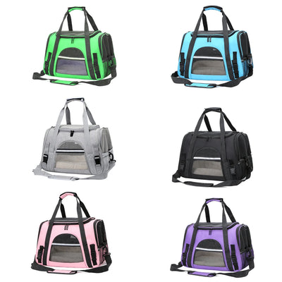 Soft Pet Carriers Portable Breathable Foldable Bag Cat Dog Carrier Bags Outgoing Travel Pets Handbag with Locking Safety Zippers