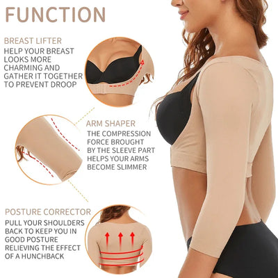 Upper Arm Shapers Compression Long Sleeves Women Arm Shapewear Humpback Posture Corrector Shoulder Breast Support Push Up Tops