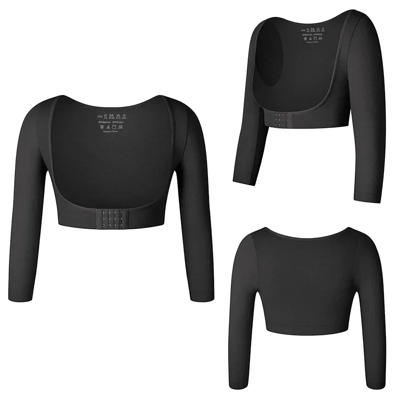 Upper Arm Shapers Compression Long Sleeves Women Arm Shapewear Humpback Posture Corrector Shoulder Breast Support Push Up Tops