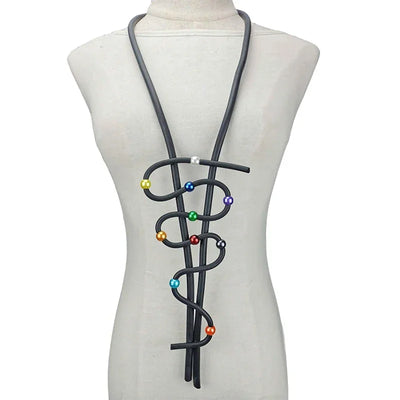 UKEBAY New Pendant Necklace Women Handmade Jewelry Rubber Necklaces Long Clothes Chain Statement Accessories Luxury Necklaces