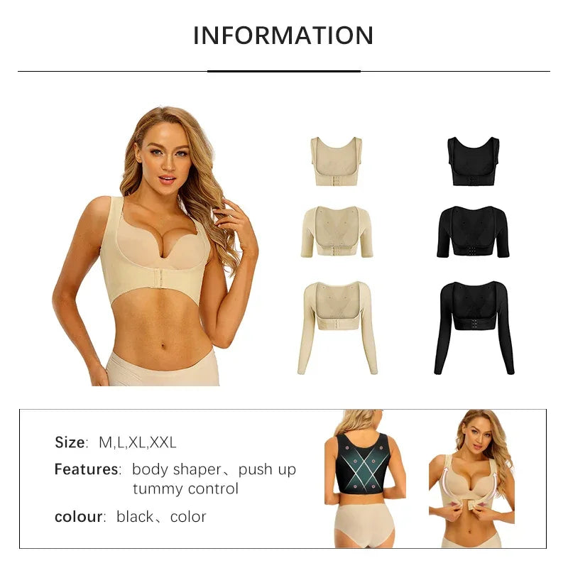 WECHERY Arm Shaper Underbust Push Up Shapers Top Women Posture Corrective Underwear Body Slimmer Shapewear