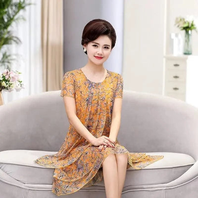 Summer  Dress NEW Casual Short Sleeve O-Neck Floral Print