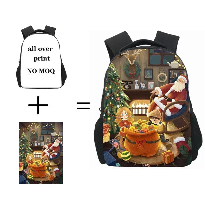 1347 Christmas Print Gift Mini School Bags Kids Backpacks With Comfortable Padded High Quality School Bags for Boys
