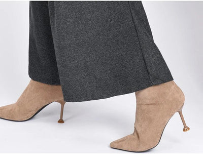 2023 Winter Warm Wool Women's Pants Female High Waist Pleated Wide Leg  Capris for Women Trousers Woman  4xl