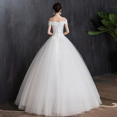 Shoulder Wedding Dress Light Appliques Pearls Lace Fashion Wholesale Cheap Simple Bride Dress Vestidos De Novia Customized