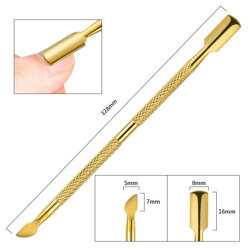 2-Ways Stainless Steel Cuticle Pusher Dead Skin Remover for Pedicure Manicure, Nail Care Cleaner Tool