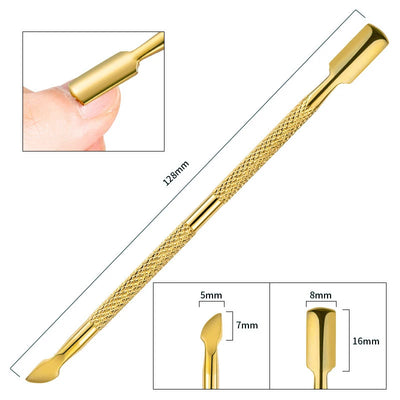 2-Ways Stainless Steel Cuticle Pusher Dead Skin Remover for Pedicure Manicure, Nail Care Cleaner Tool