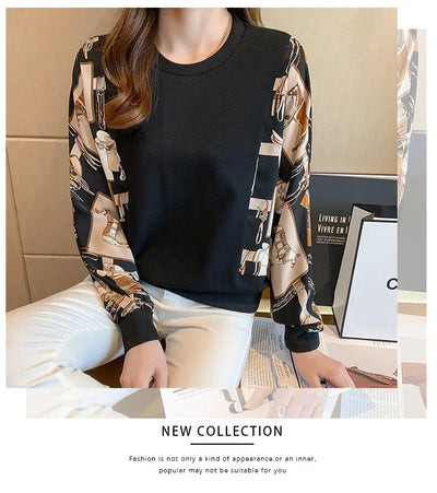 New Spring women Sweatshirts fashion patchwork Hoodies causal Sweatshirt Tops