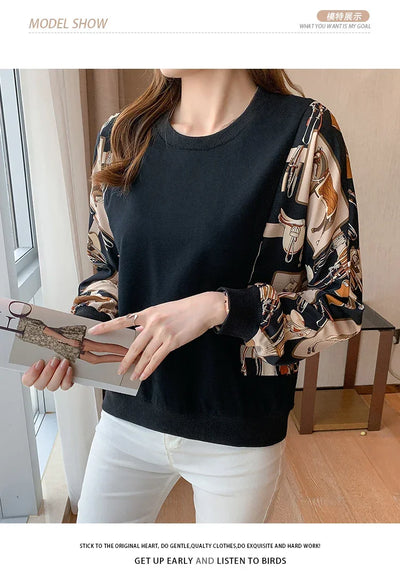 New Spring women Sweatshirts fashion patchwork Hoodies causal Sweatshirt Tops