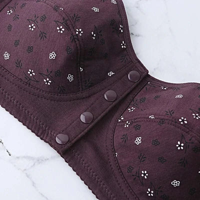 Front Closure Cotton Bras Women Removable Padded Bra Soft Camisole Middle Age Women Everyday Underwear Big Bust 50/115 B C Cup