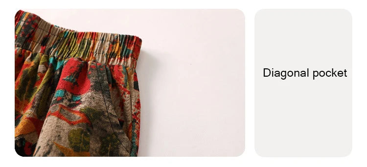 Fashion Printed Cotton Linen Harem Pants for Women 2025 Summer Casual High Waist Calf-Length Loose Trousers Female Streetwear