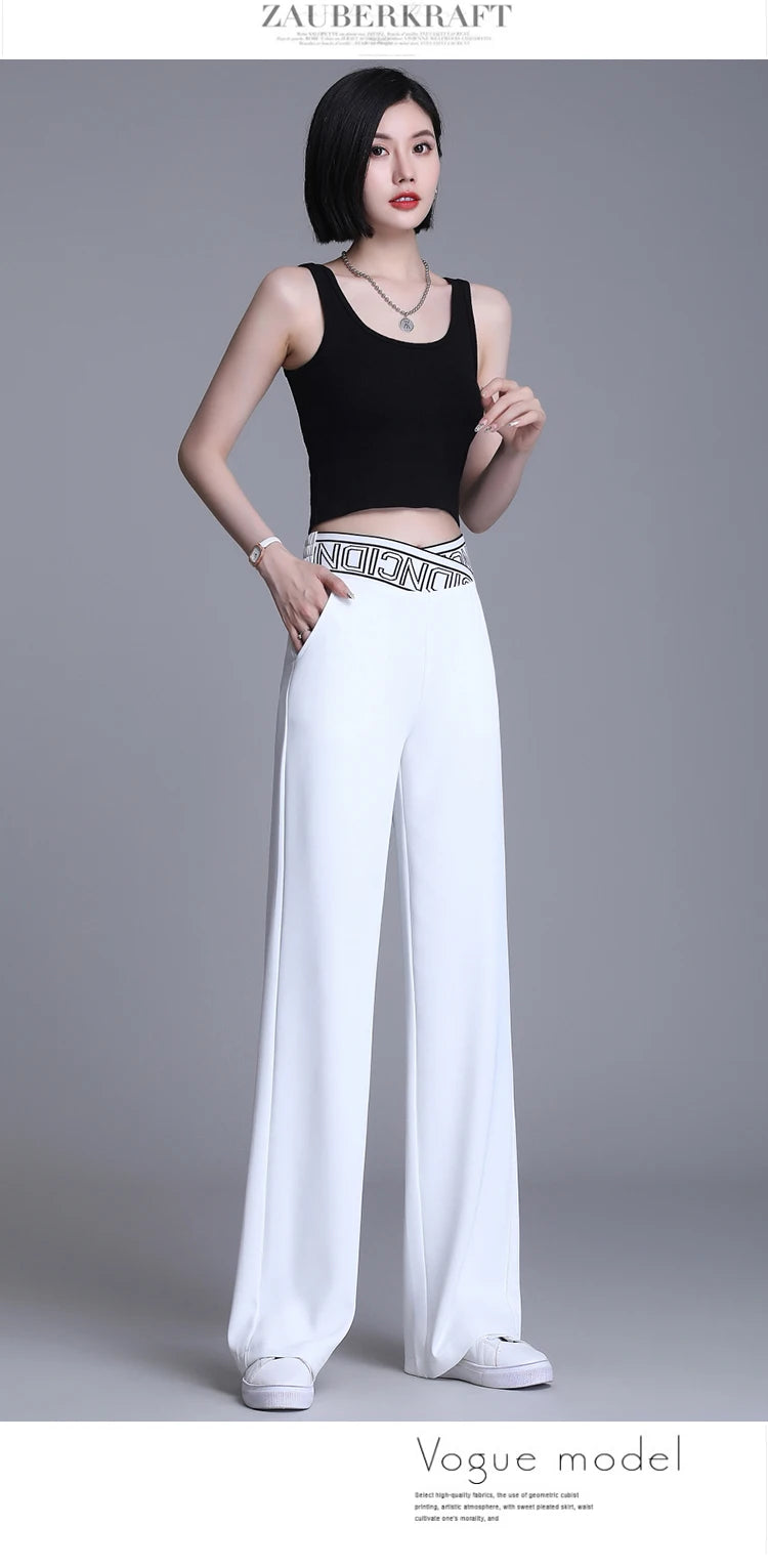 Women Wide Leg Pants Oversized 2025 Korean Fashion Clothing Sexy Bottoms Elegant High Waist Loose Y2k Black White Trousers XXXL