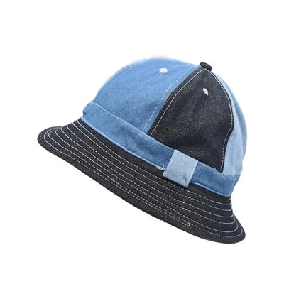 Bucket Hat Women Summer Hats and Caps Patchwork Washed Denim Bucket Hat Hip Hop Solid Wide Brim Cotton Beach Fishing Cap Panama