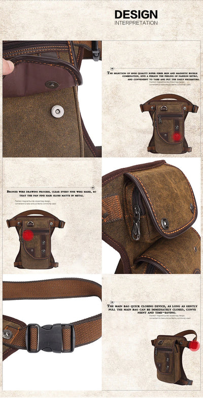 Men's Canvas Drop Leg Bag Waist Thigh Fanny Pack Belt Travel Messenger Shoulder Bag Male Multi-purpose Motorcycle Bags