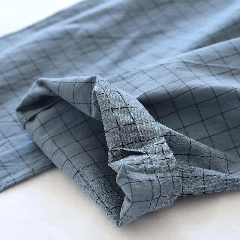 couple washed cotton trousers thin men and women home pants Elastic Waist Sleep Bottoms Plaid lounge pants home sleepwear 2021