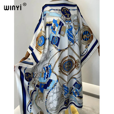 Printed  Dresses For Women 2021 Fashion Design Loose Dress Batwing Maxi Long Femme Vestidos Summer Autumn Party Elegant Dress