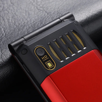Slim Flip Mobile For Elderly Metal Body  Big Screen SOS Call Quick Dial Loud Sound Two Sim Magic Voice Torch Senior Mobile Phone