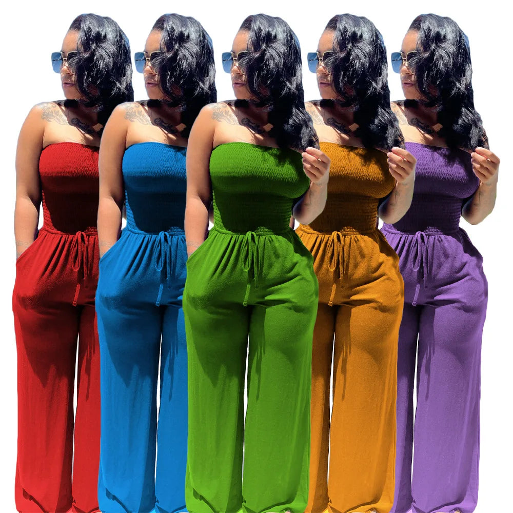 Summer Sexy Tube Top Wide-leg Jumpsuit Women Fashion Casual Loose Jumpsuit Women