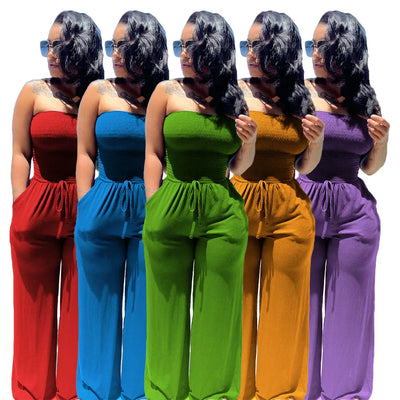 Summer Sexy Tube Top Wide-leg Jumpsuit Women Fashion Casual Loose Jumpsuit Women