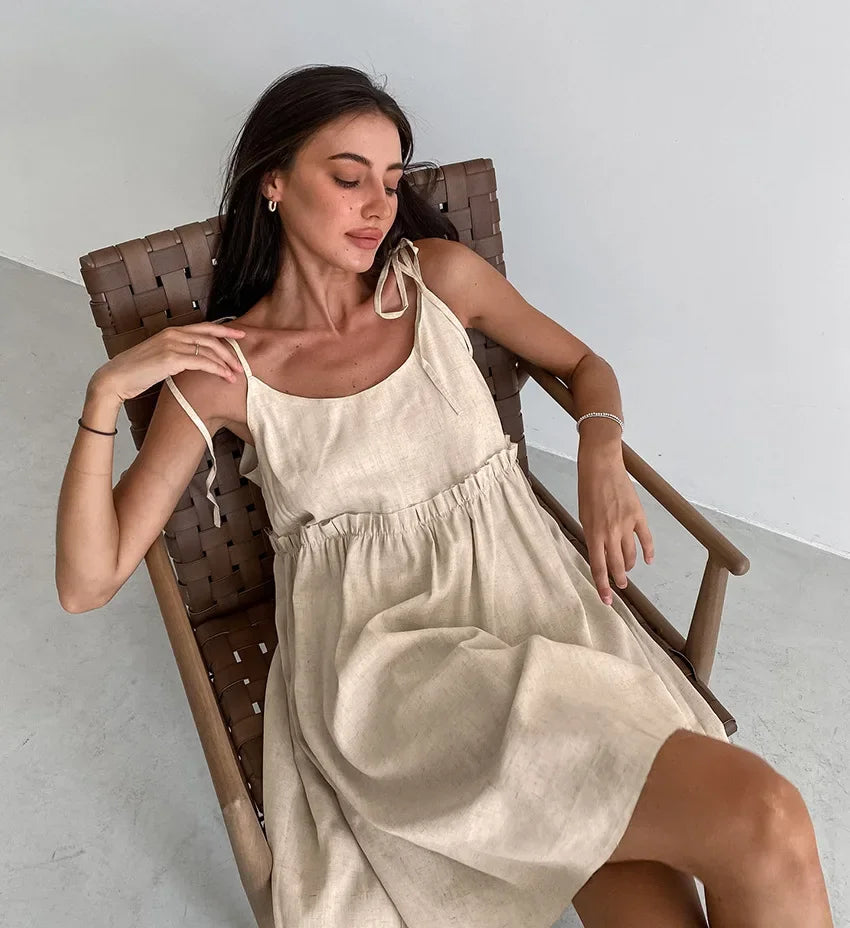 Sexy Backless Beach Dress for Women V Neck Splice Folds Mini Dresses Womens Party Elegant Bandage Short Sundress Female