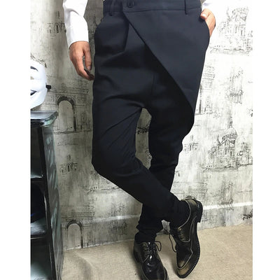 Men's trousers autumn winter fashion slim pants cross legs pants men black youth casual pants British style