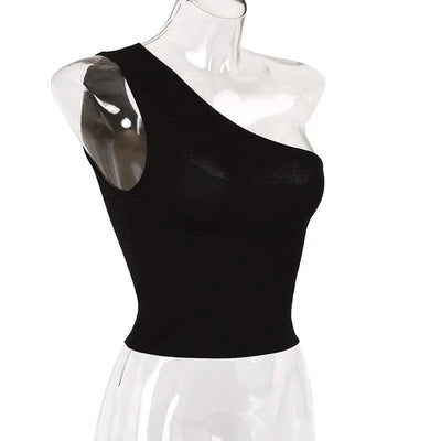 Women Sports Tank Tops Sexy Crop Tops Vest Casual One Shoulder