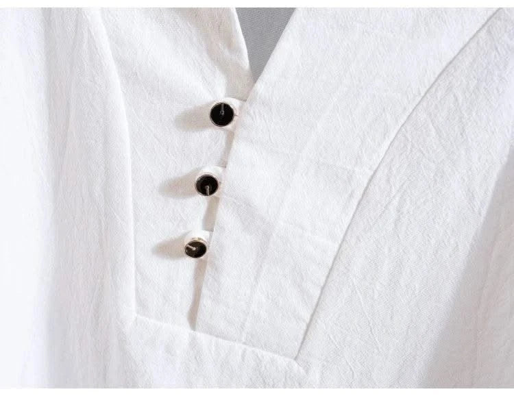 (Shirt + trousers) 2025 summer men shirt Man Cotton and linen shirts Short sleeve men's casual shirts men A set of clothes M-5XL - Elanique