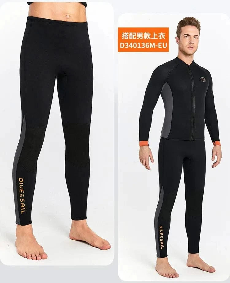Wetsuit 3MM Neoprene Men Long Sleeve Split Wetsuit Warm Jacket Pants Plus Size Women Swimsuit Scuba Diving Snorkeling Surf Suit