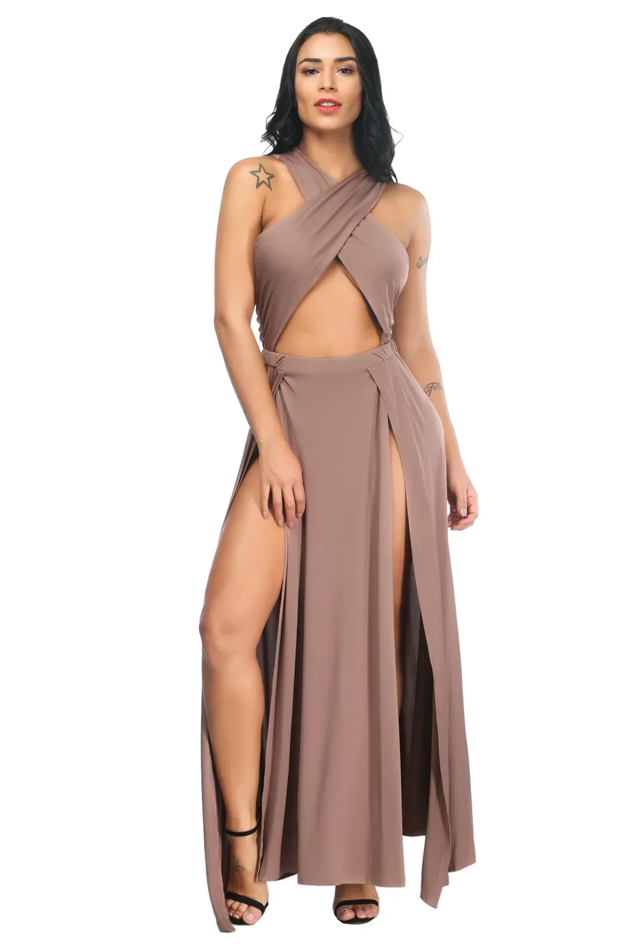 Sexy Black Irregular Split Bandage Long Dress 2021 Fashion Women Summer Dresses Casual Vestidos Party Femme Robe Plus Size New