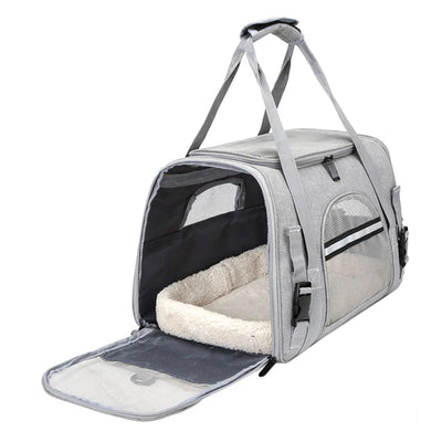 Soft Pet Carriers Portable Breathable Foldable Bag Cat Dog Carrier Bags Outgoing Travel Pets Handbag with Locking Safety Zippers