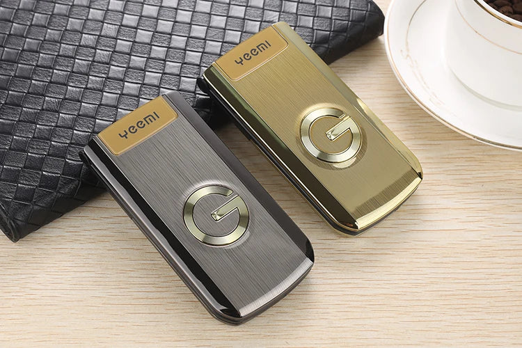 Slim Flip Mobile For Elderly Metal Body  Big Screen SOS Call Quick Dial Loud Sound Two Sim Magic Voice Torch Senior Mobile Phone