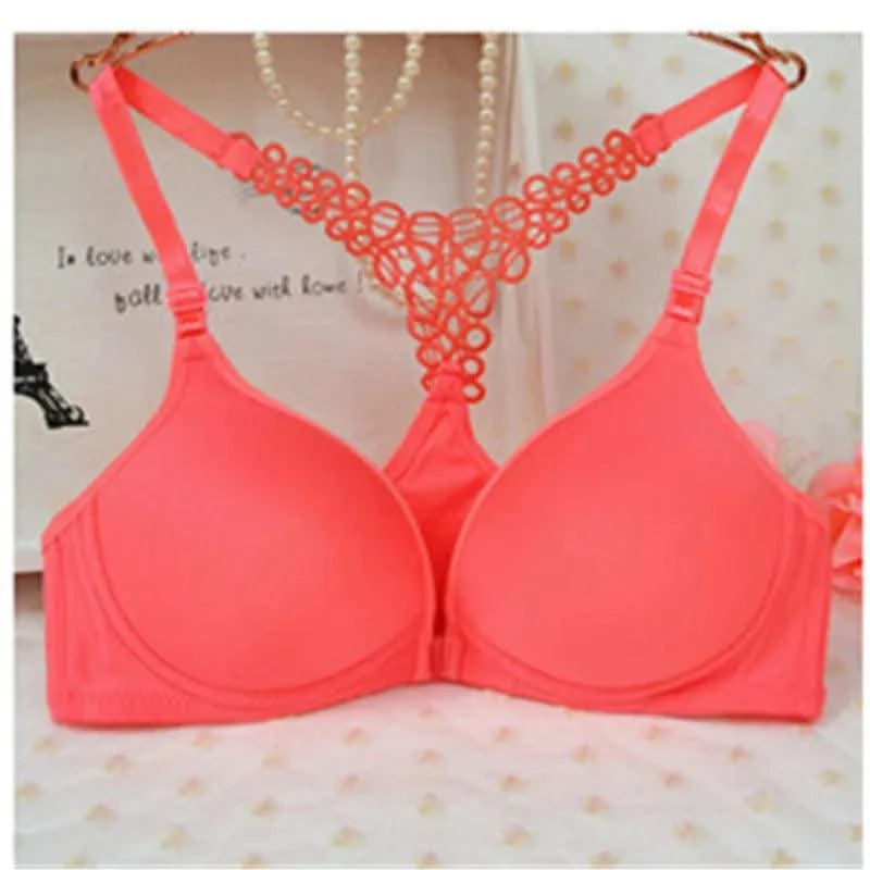 Women Bra  Front Button Sexy Lace Bralette Solid Wireless Bra Female Underwear A B Cup Lingerie Soft Fashion Brassiere
